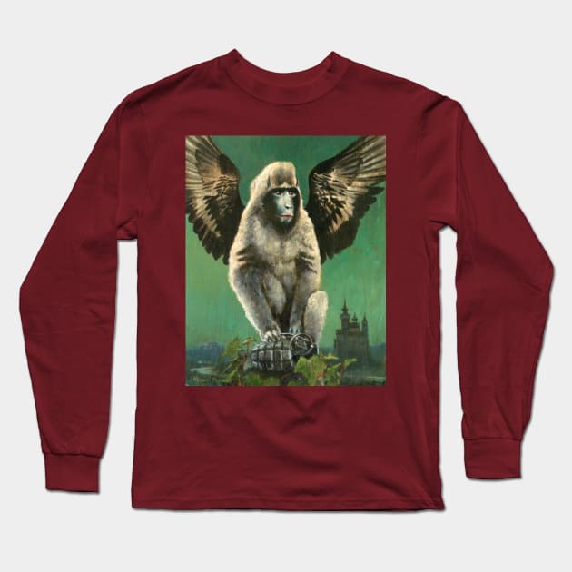 Vintage Flying Monkey Long Sleeve T-Shirt by mictomart